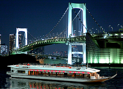 乗合「屋形船」でお台場・隅田川・東京タワーを周遊！